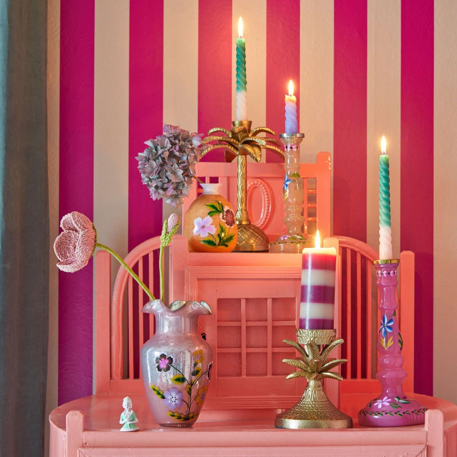 Glasvase - 11x20 cm (Pink) Rice