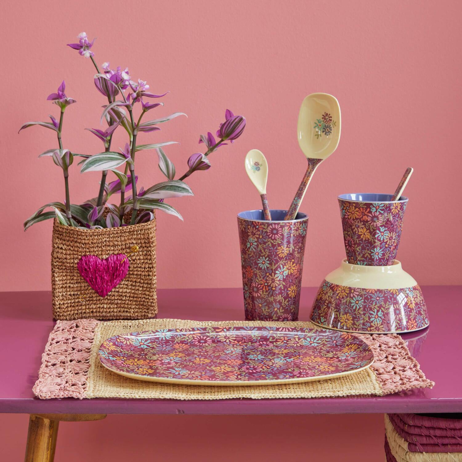 Melamin Schale "Wild Vintage Flower" - M (Bunt) Rice