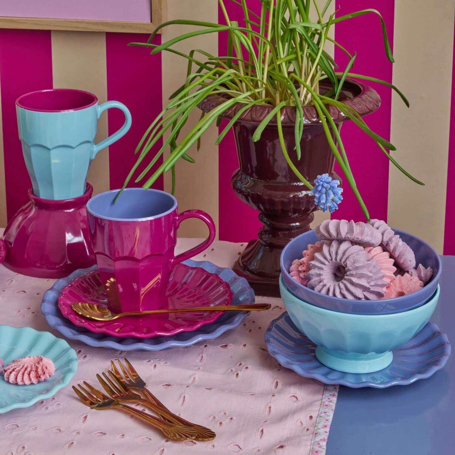 Edelstahlgabeln im 4er-Set - 14 cm (Gold) Rice