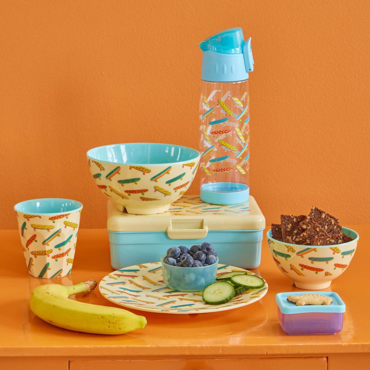 Kindertrinkflasche "Skateboard" - 6,5x21 cm (Blau) Rice