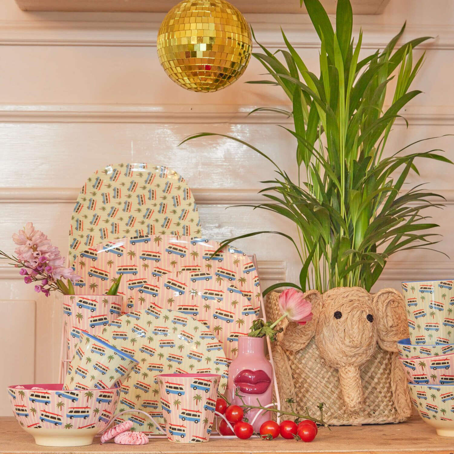 Melamin Kinderteller "Cars" - 20 cm (Pink) Rice