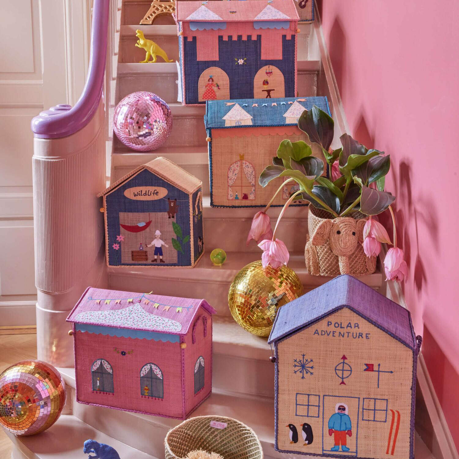 Spielzeugkiste "Raffia - Adventure" - S (Bunt) Rice