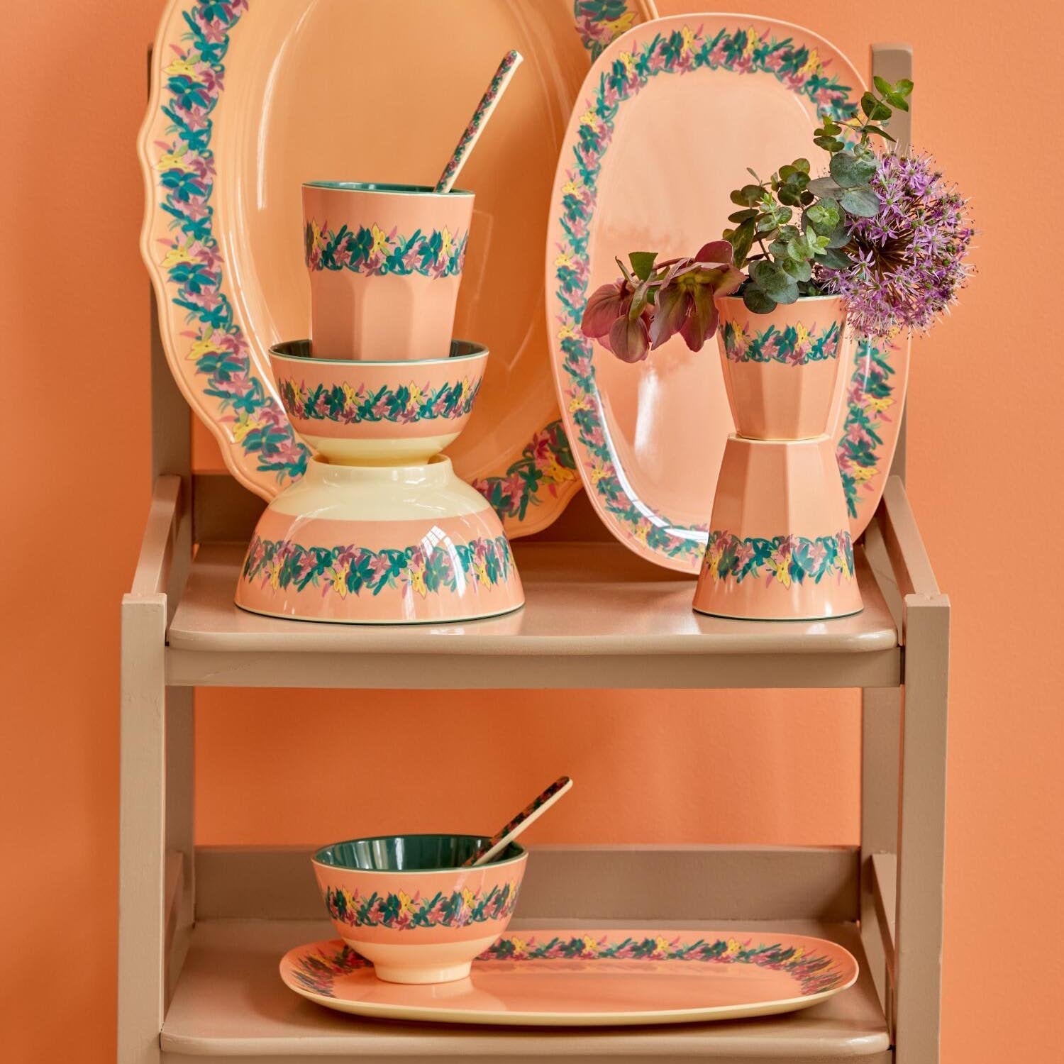 Melamin Platte rechteckig "Hilma Forever" (Bunt) Rice