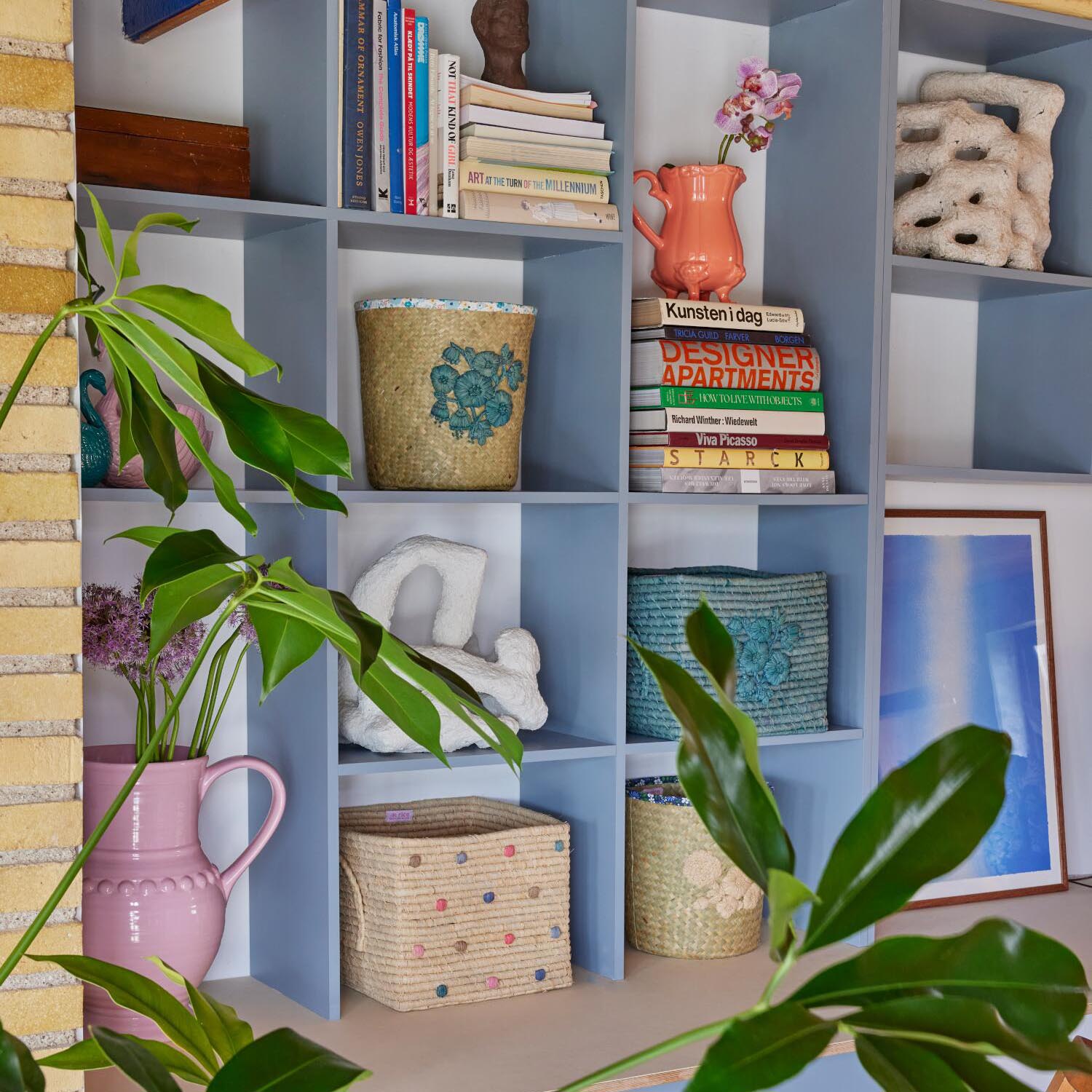 Aufbewahrungskorb "Flowers" (Natur/Blau) Rice