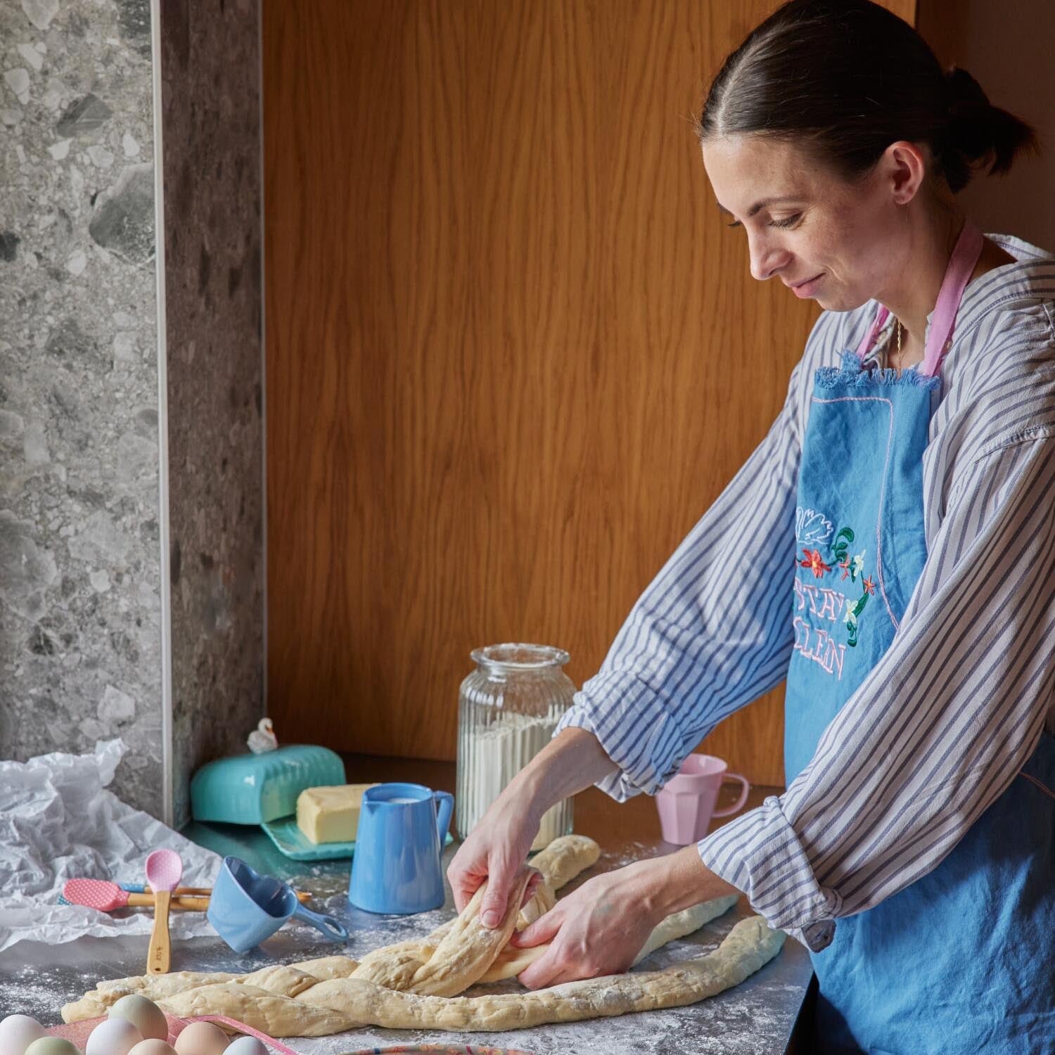 Schürze "Stay Clean" (Blau/Rosa) Rice