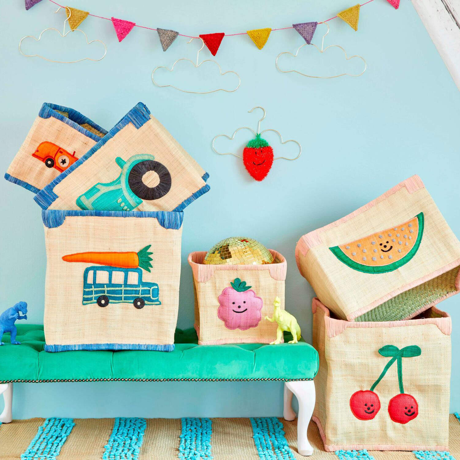 Aufbewahrungskorb aus Raffia "Auto" - Medium (Natur) Rice