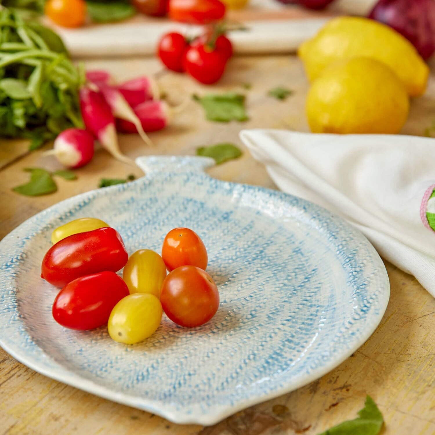 Keramik-Teller "Fish" (Sky Blue) Rice