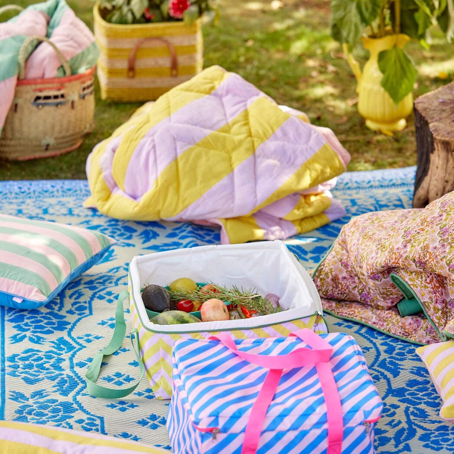 Quatratischer Korb "Raffia" (Gelb) Rice