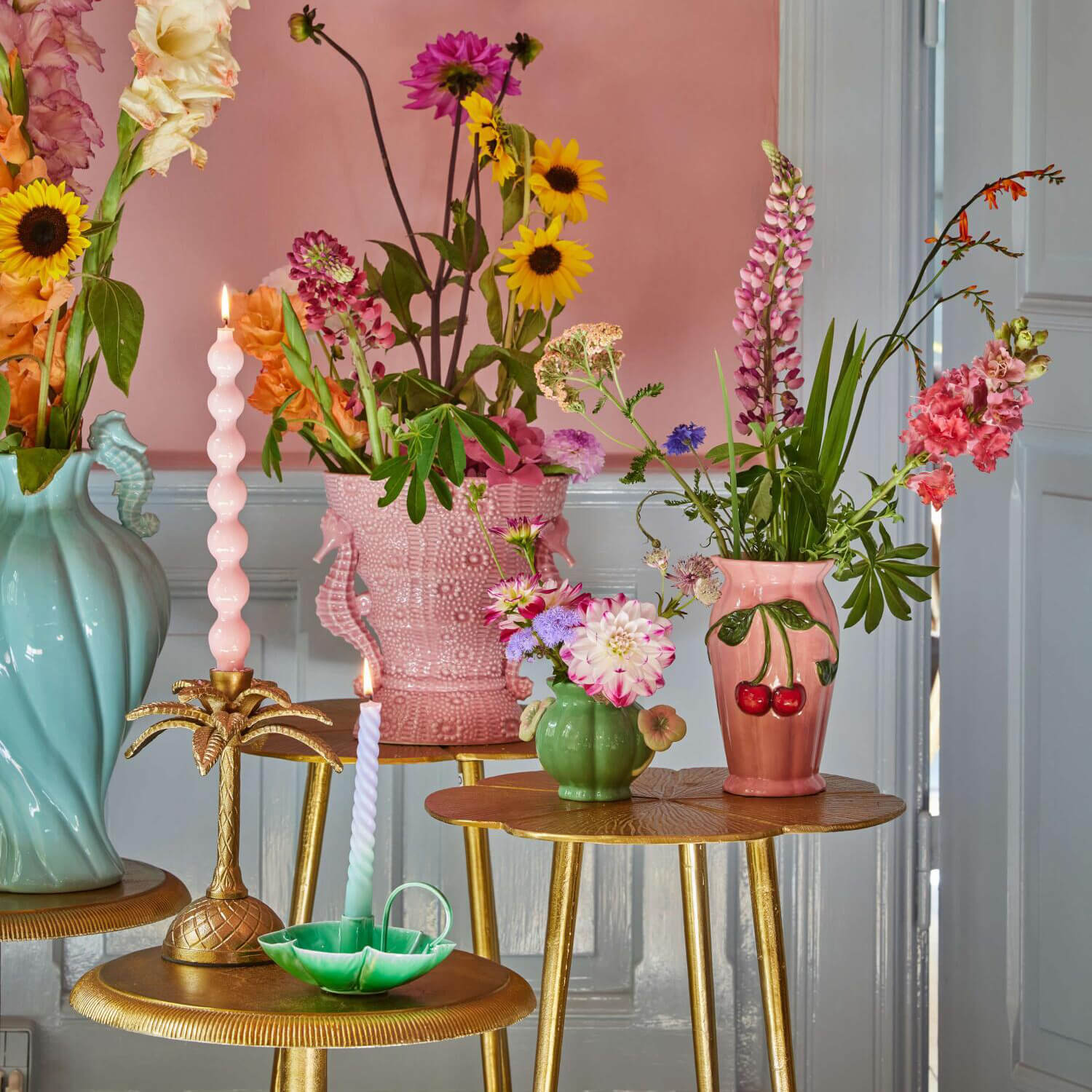 Vase aus Keramik "Clover" - 11x16x10 cm (Grün) Rice