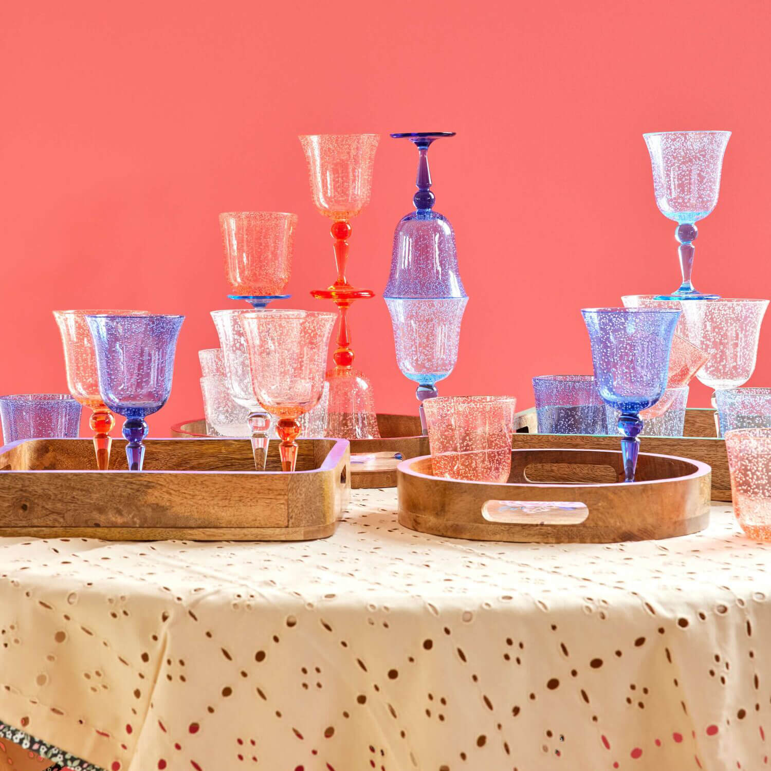 Holztablett "Flowers" - S (Bunt) Rice