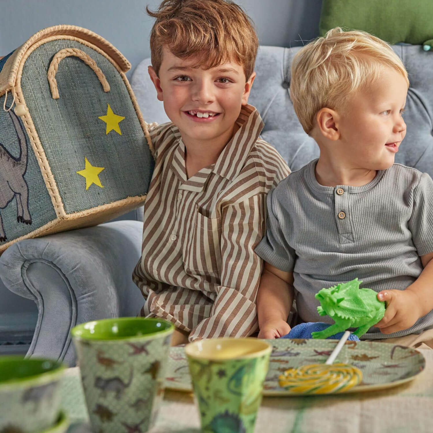 Melamin Schale "Dino" - M (Bunt) Rice