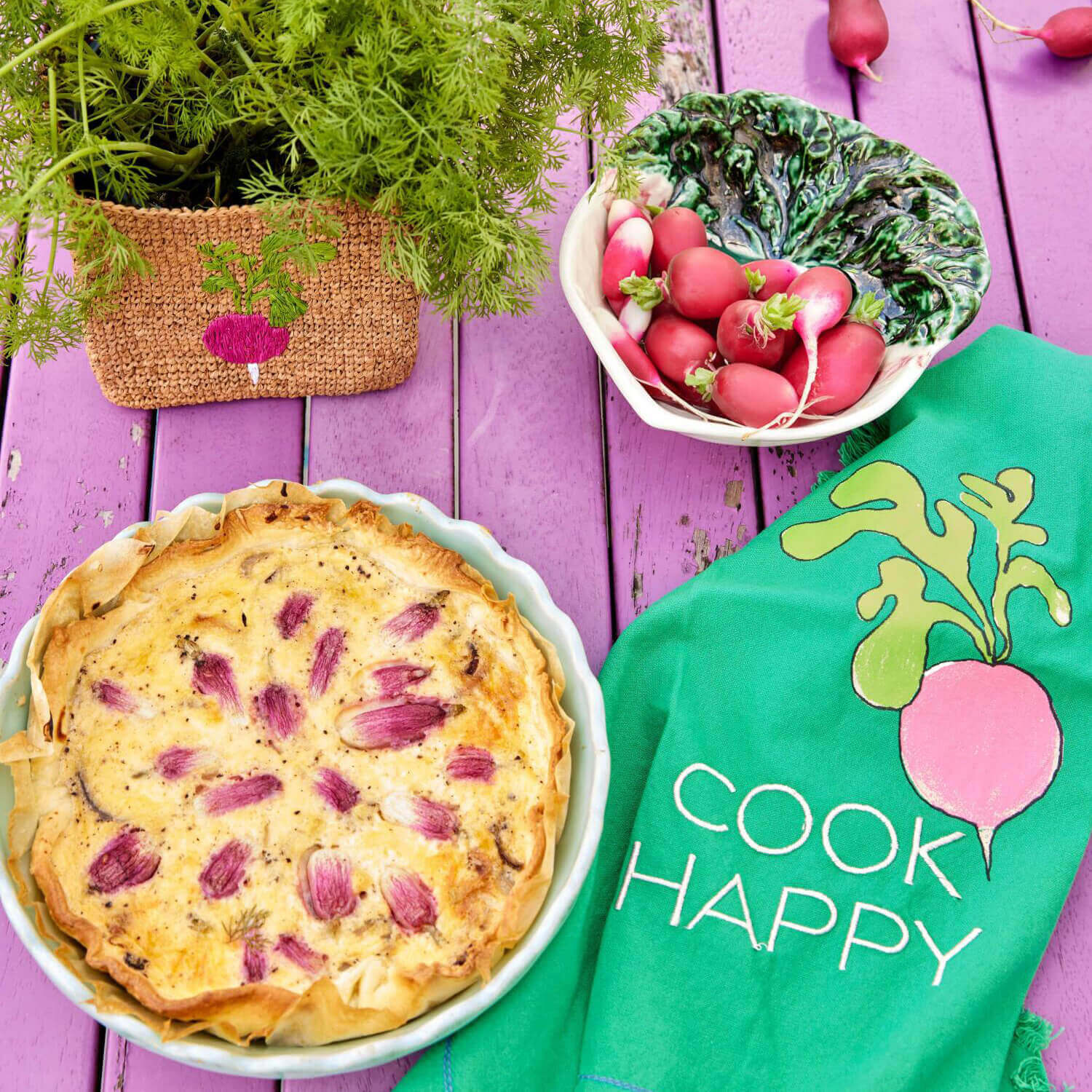 Baumwollschürze "Ravishing Radish" - 70x83 cm (Grün) Rice