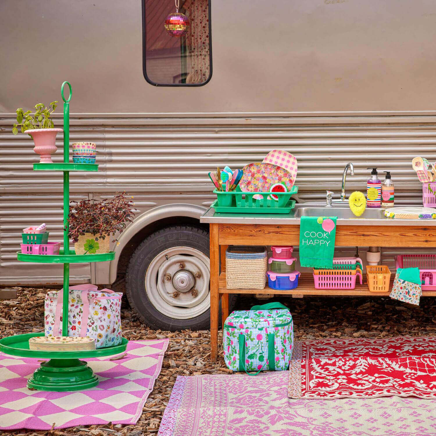 Läufer aus recyceltem Kunststoff "Harlequin" - 150x90 cm (Soft Pink) Rice