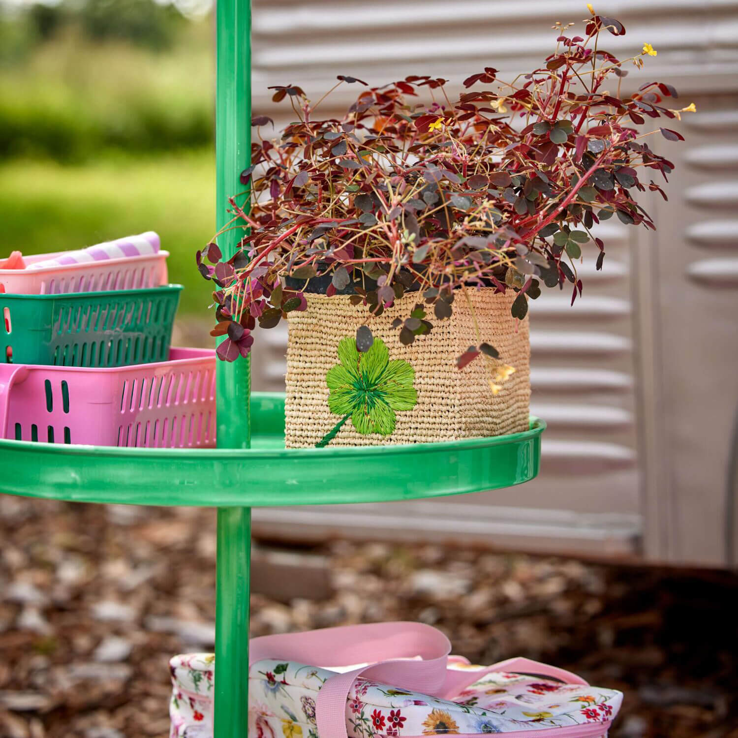 Aufbewahrungskorb "Raffia - Clover" im 2er-Set - S/L (Natur) Rice