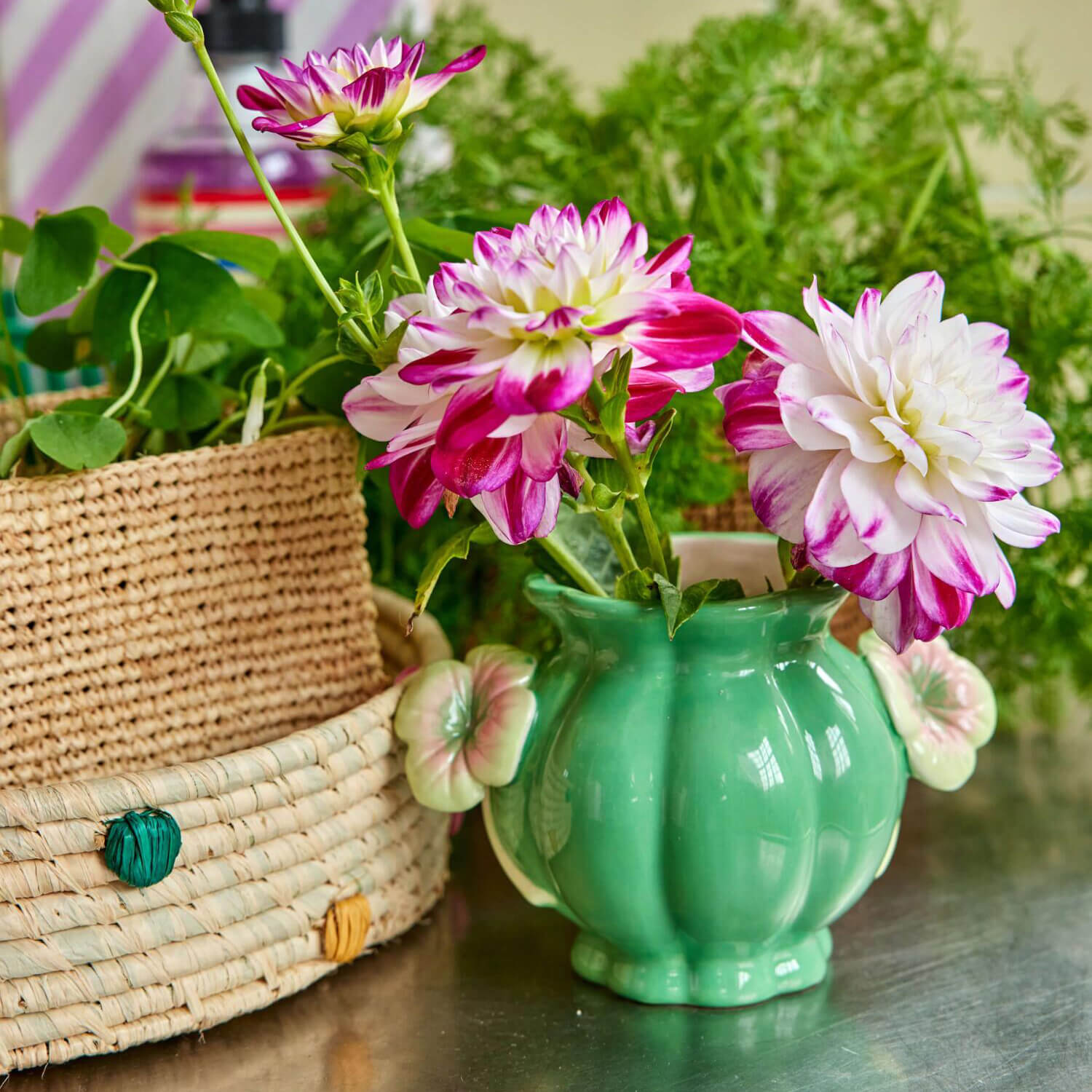 Vase aus Keramik "Clover" - 11x16x10 cm (Grün) Rice