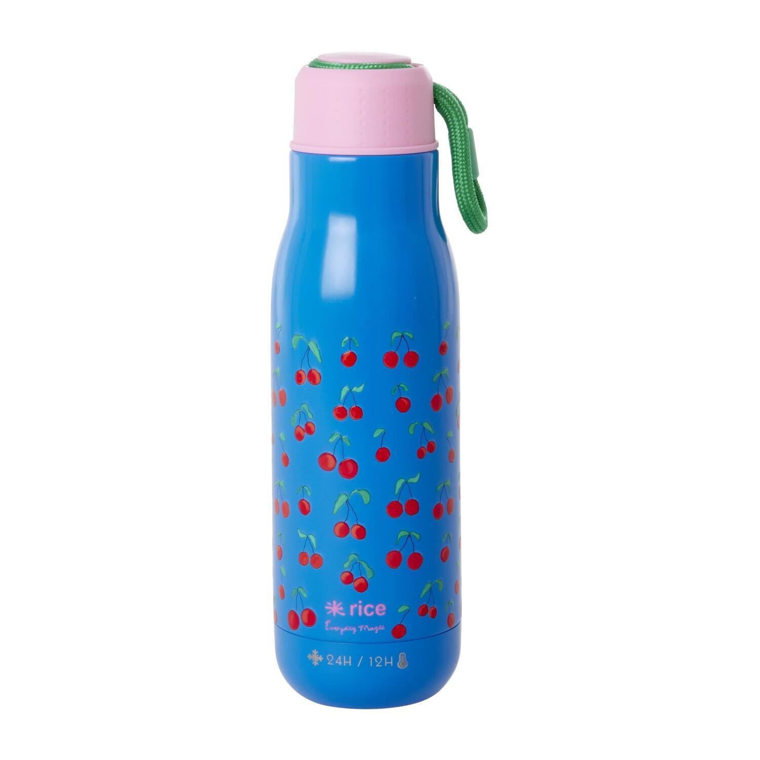 Edelstahl Trinkflasche "Cherry Love" - 500 ml (Blau)