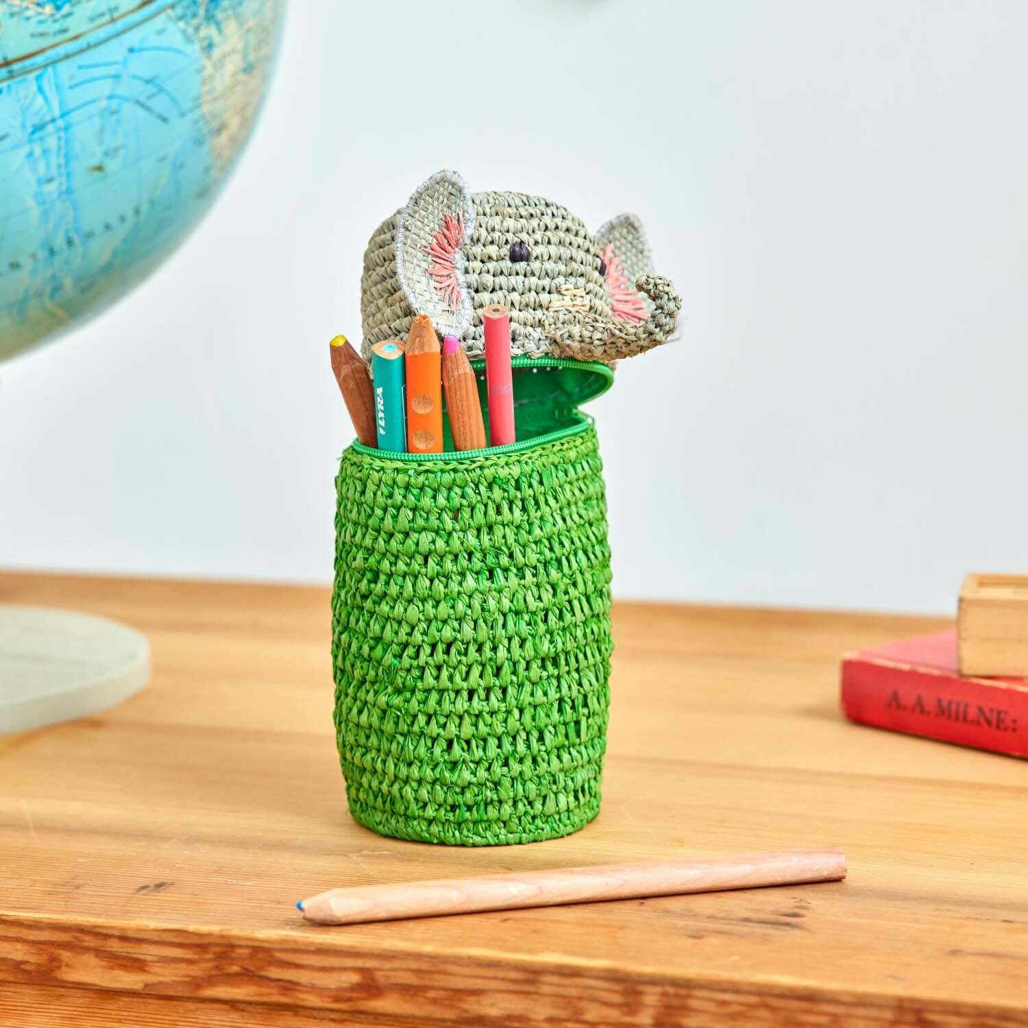 Federmäppchen / Geldbörse "Raffia - Elephant" - 7 cm (Grün) Rice