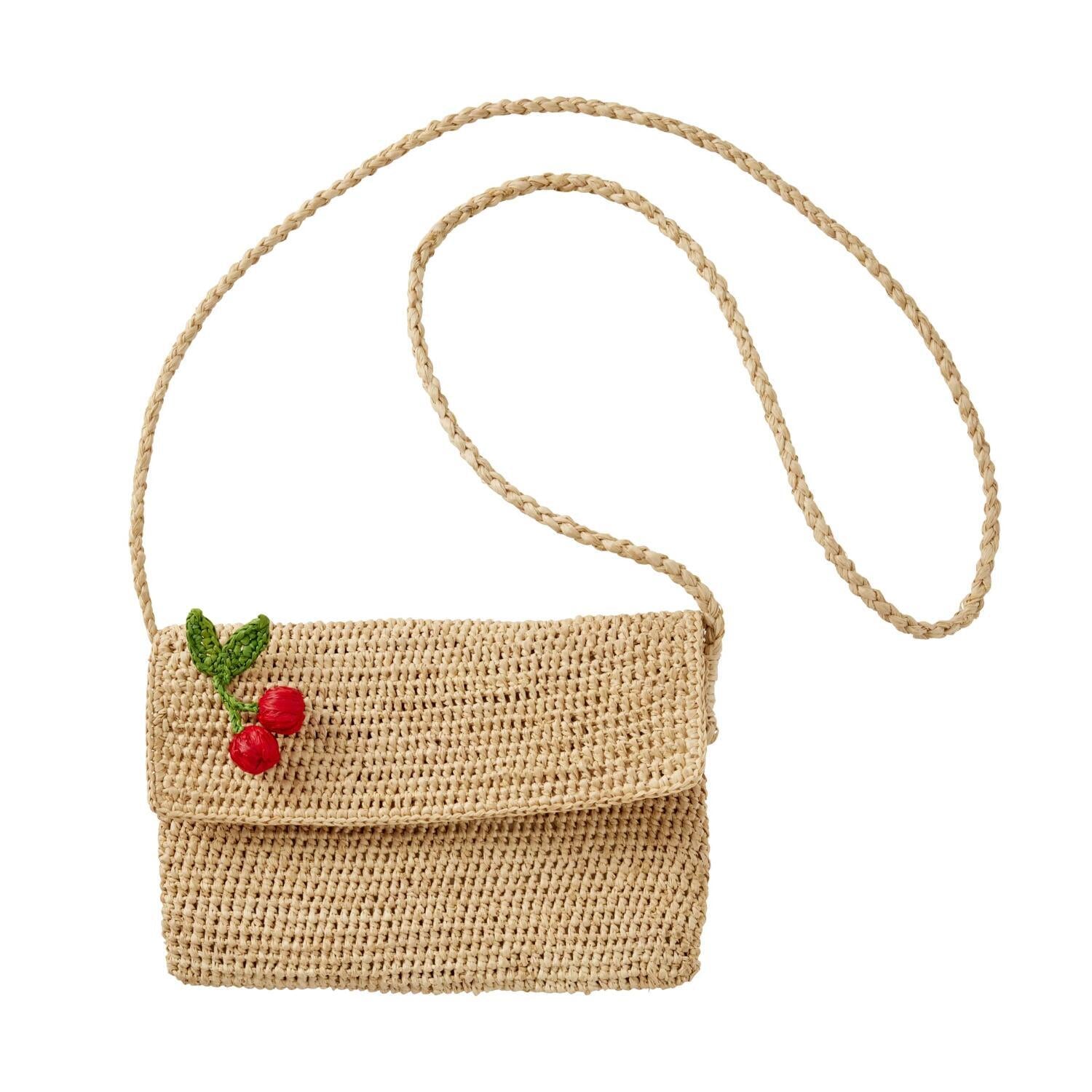 Häkeltasche "Raffia - Cherry" - 14x21x12 cm (Natur) Rice