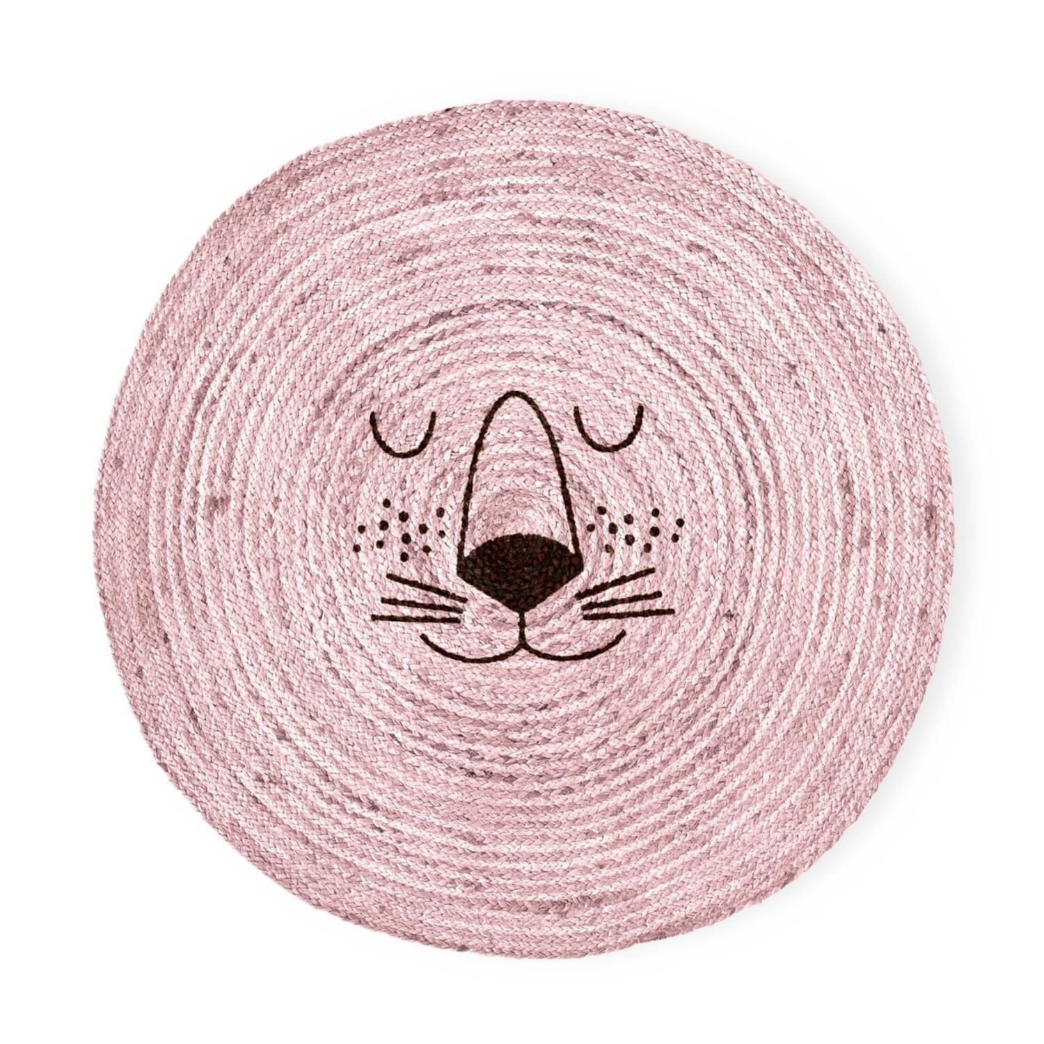 Juteteppich "Lion Face" - 100 cm (Soft Pink) Rice