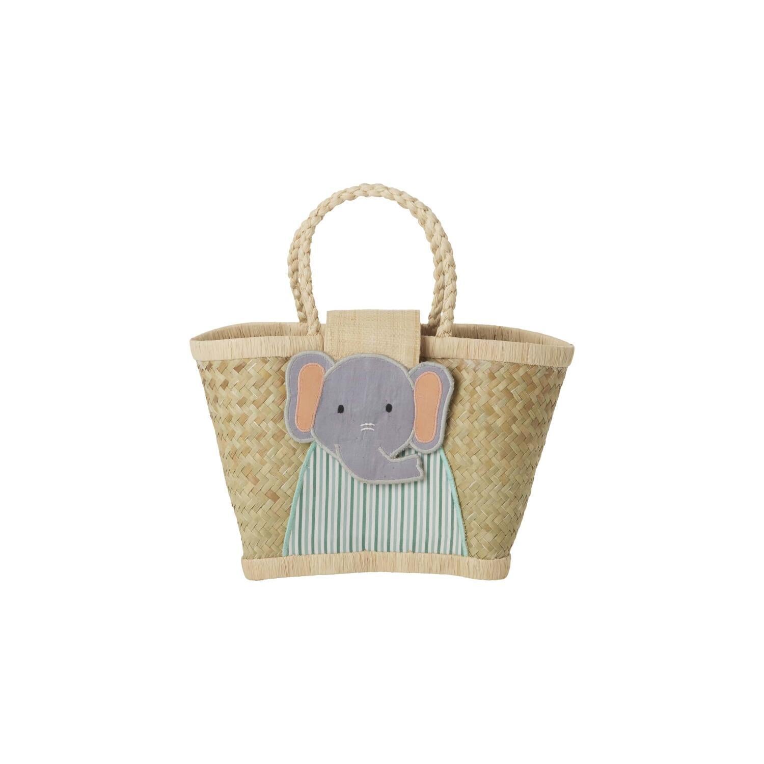 Kindertasche "Raffia - Elephant" - 20x12x18 cm (Natur/Grau) Rice