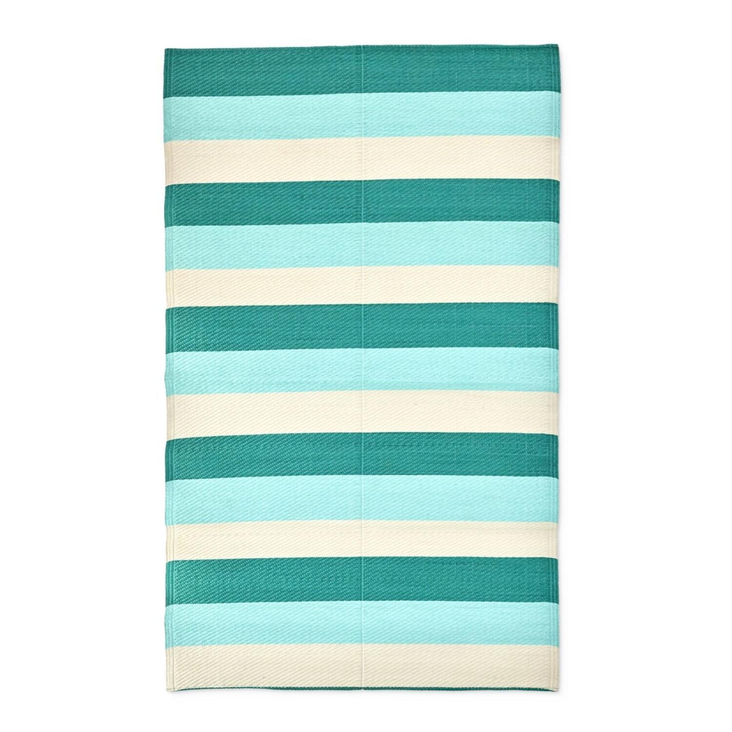 Läufer "Stripes" - 150x90 cm (Creme/Mint/Grün) Rice