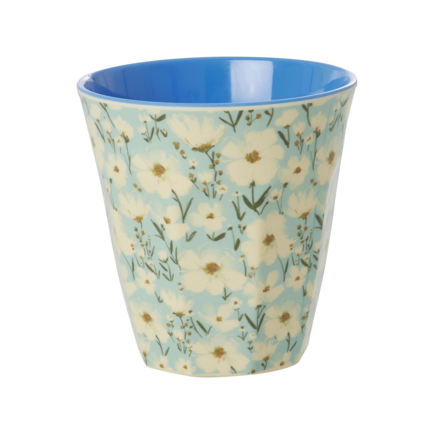 Melamin Becher "Summer Bloom" - M (Creme/Blau) Rice