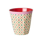 rice Melamin Becher "Diamond Christmas Tree" - M (Creme/Rosa)