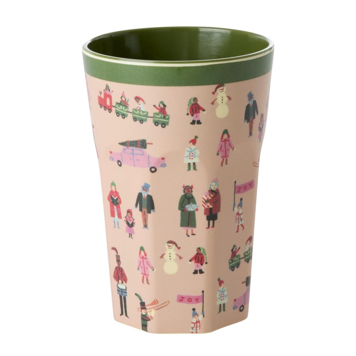 rice Melamin Becher "Holiday"- L (Creme/Grün)