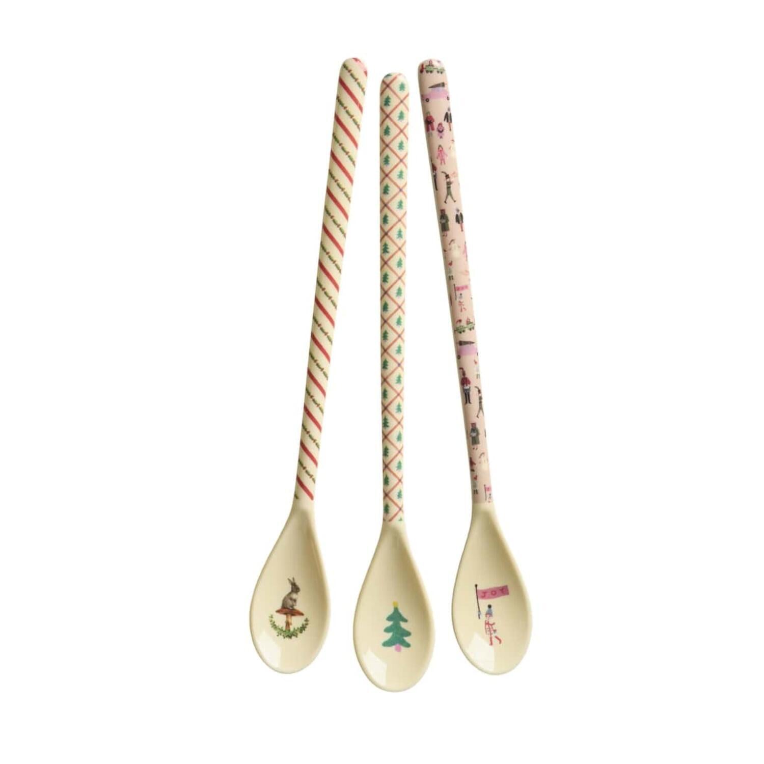 rice Melamin Latte-Löffel "Christmas" im 3er-Set - 22,5 cm (Creme)
