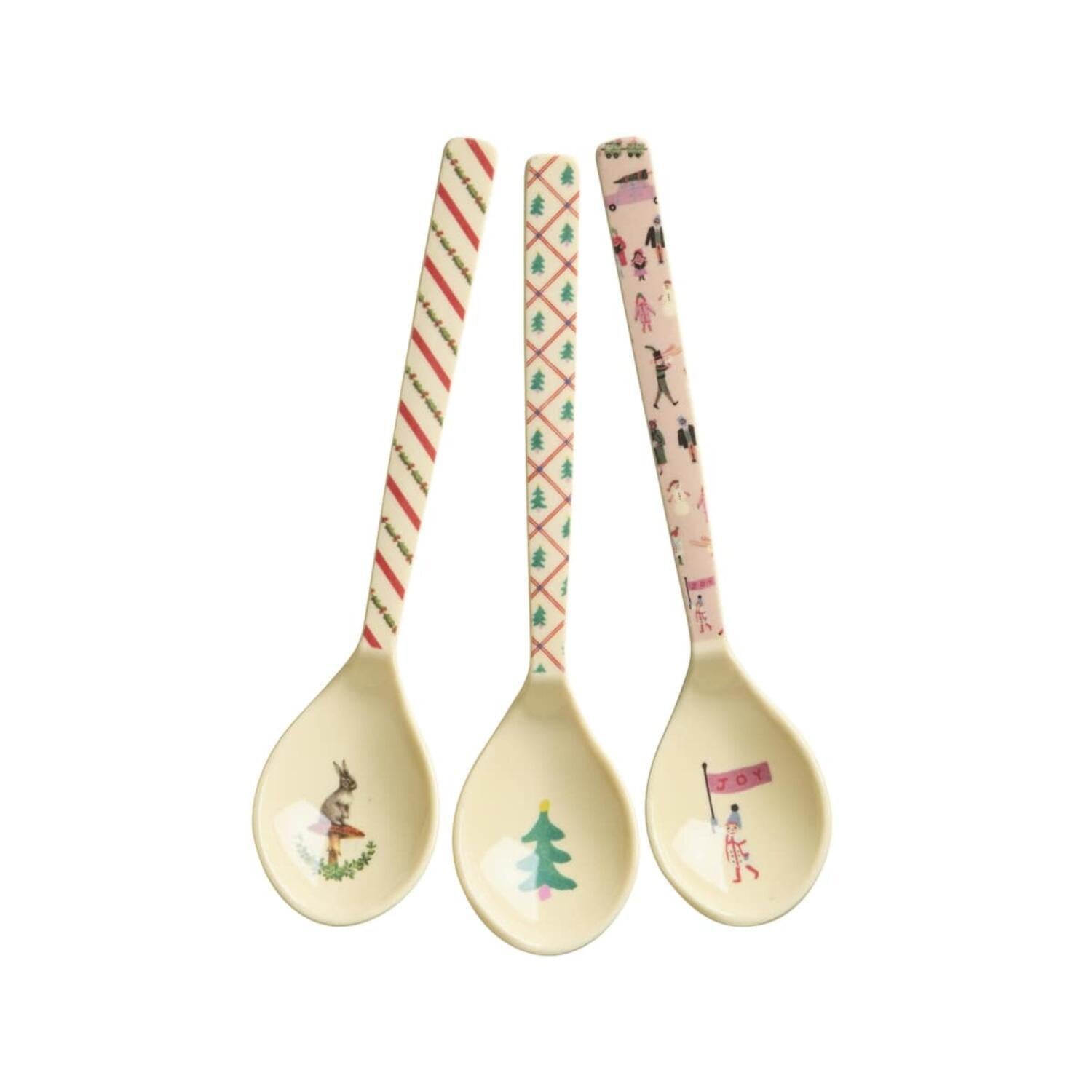 rice Melamin Teelöffel "Christmas" im 3er-Set - 14,5 cm (Creme)