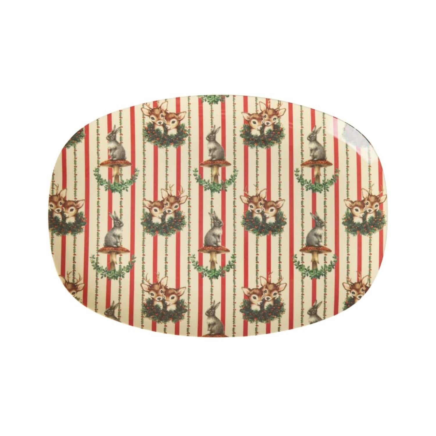 rice Melamin Platte rechteckig "Sweet Forest" - S (Creme)