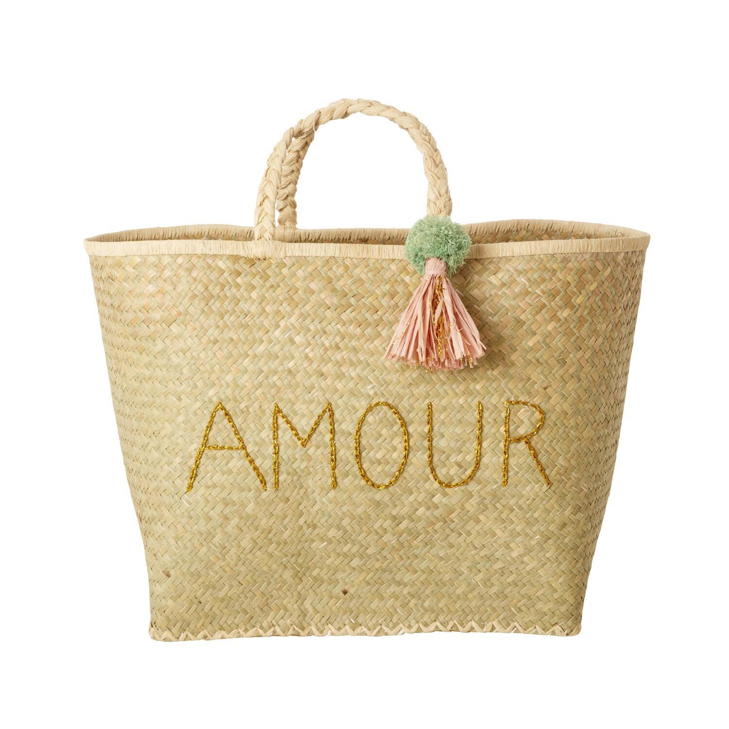 Tasche "Raffia - Amour" - L (Natur) Rice
