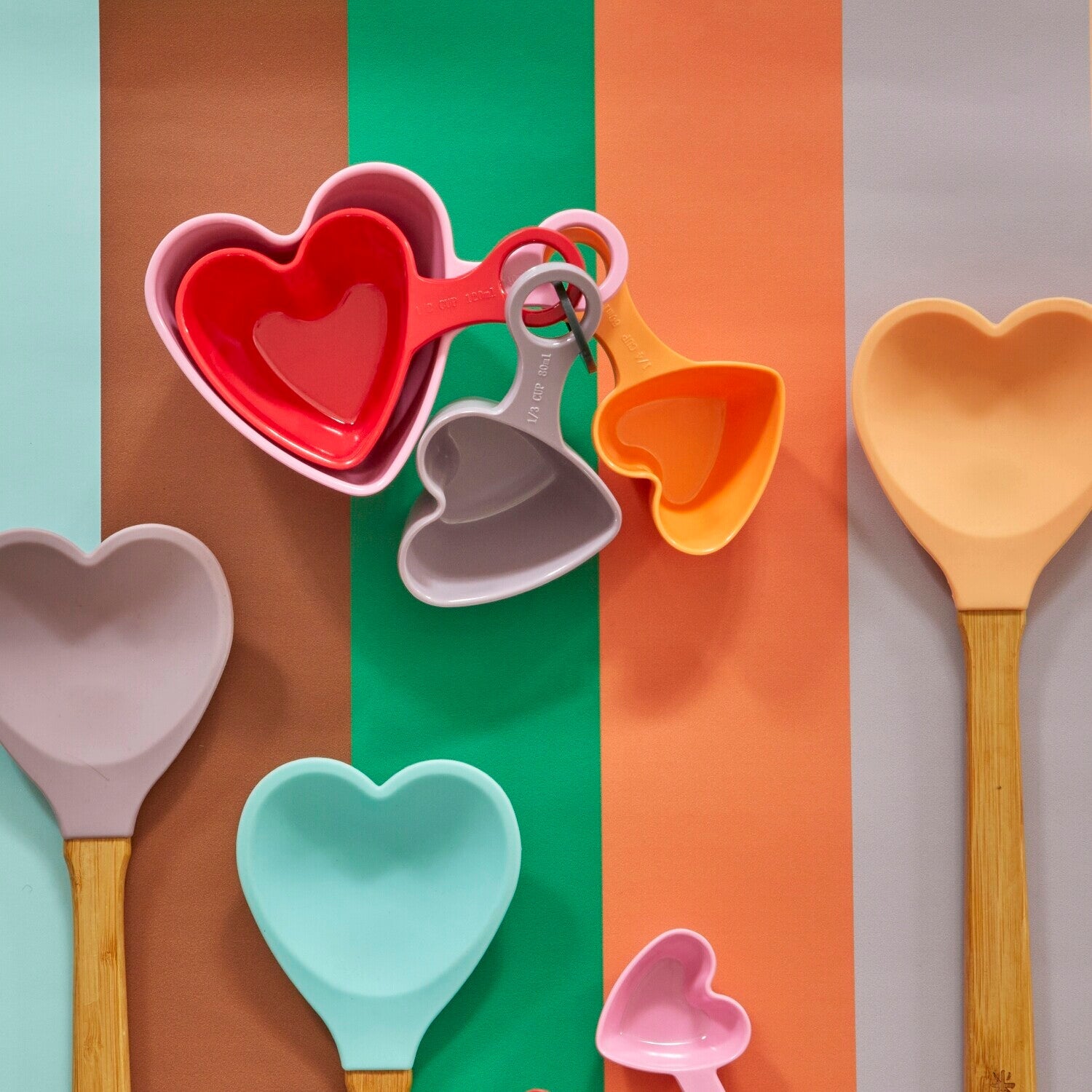 Melamin Messbecher in Herz-Form - 4er-Set (Orange/Bunt) Rice