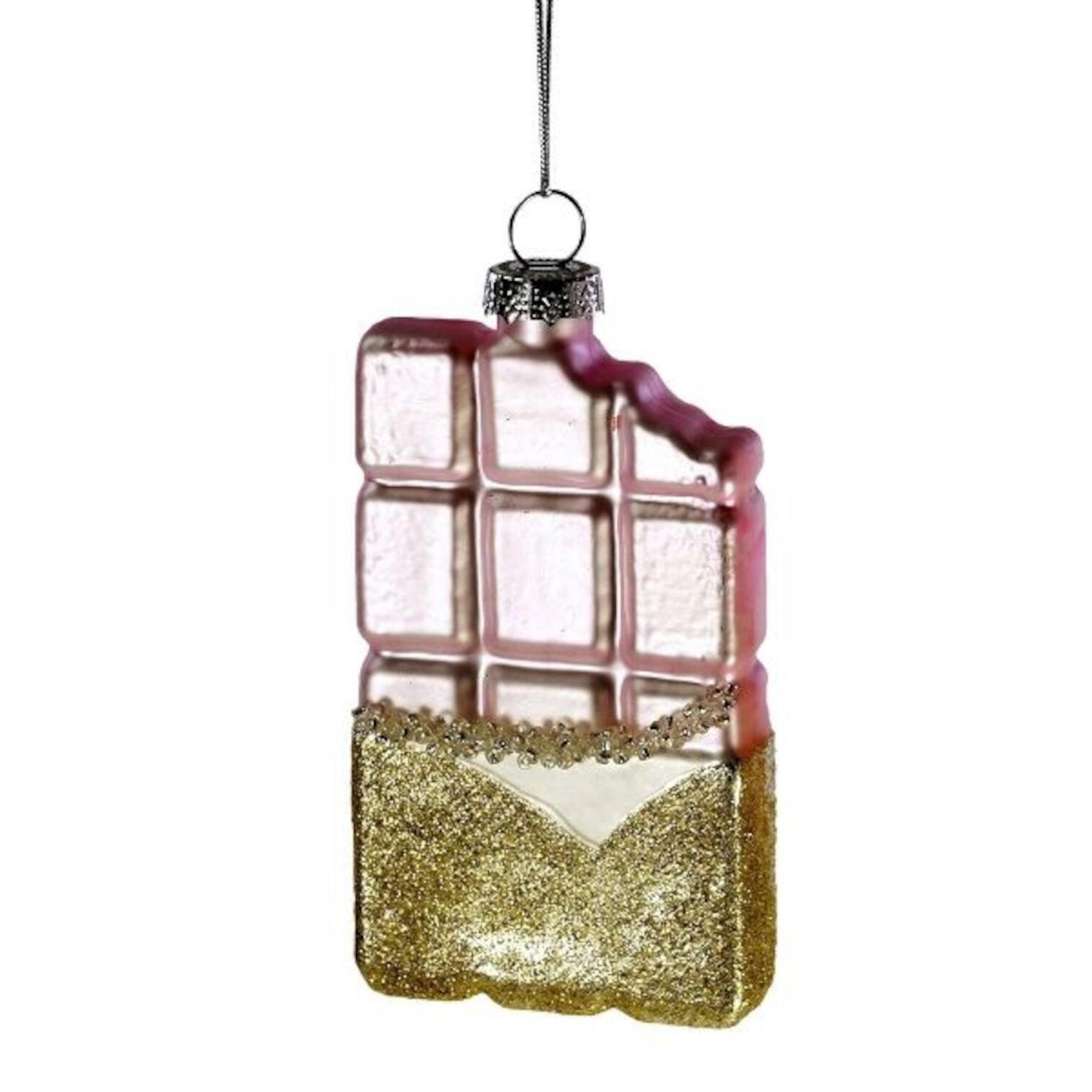 Glas-Anhänger "Schokotafel" - 5x2x10,5 cm (Rosa)
