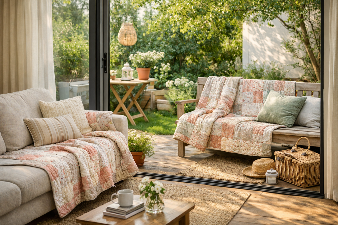 Quilts & Decken: Wohndeko, die mitwandert – für drinnen & draußen