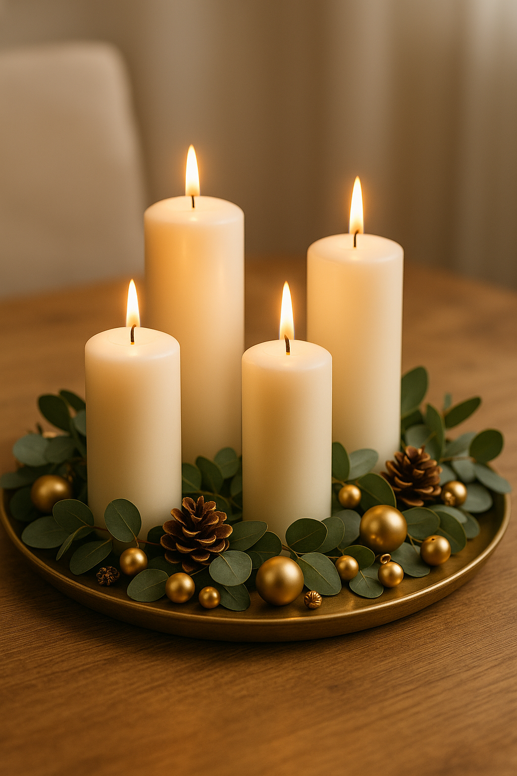 Adventskranz Ideen: Stilvolle Deko mit Tablett & Kerzen