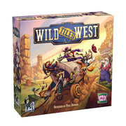 Wild Tiled West Brettspiel-Box mit Cowboyszenen und Titelaufdruck