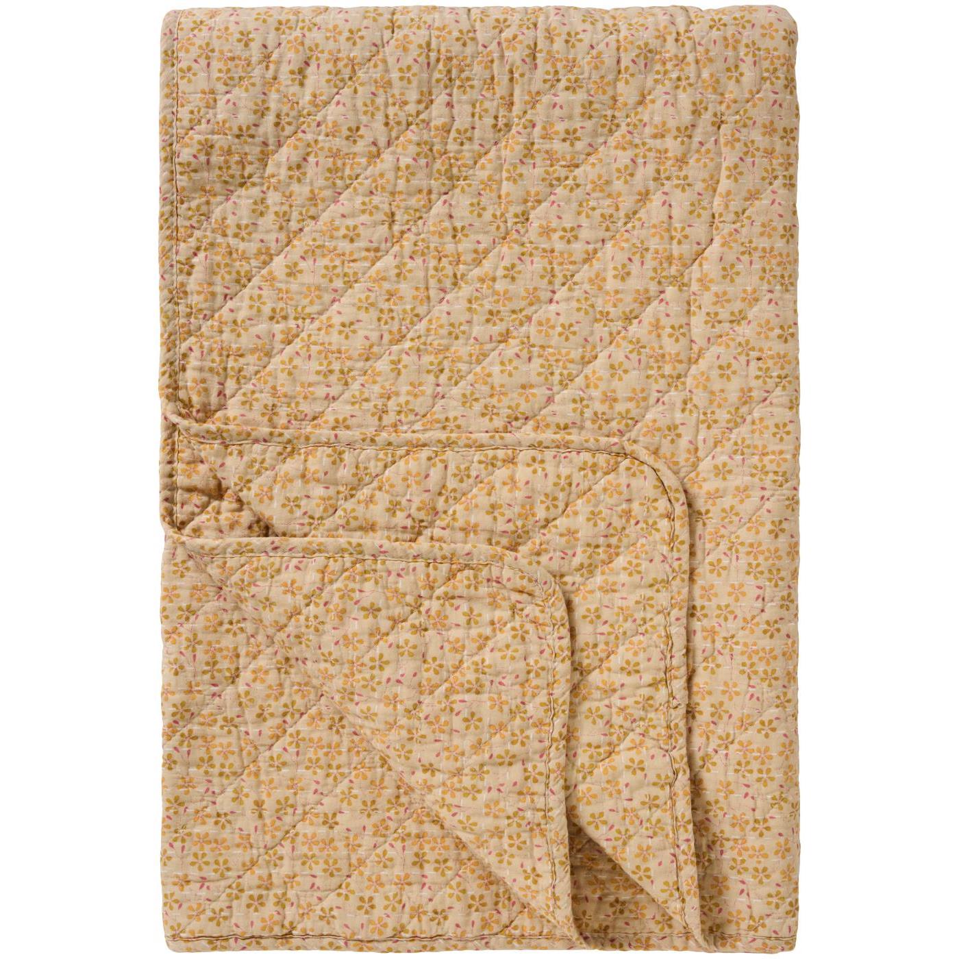 Steppdecke mit beigem Blumenmuster, 180x130 cm, bunt, gesteppte Oberfläche