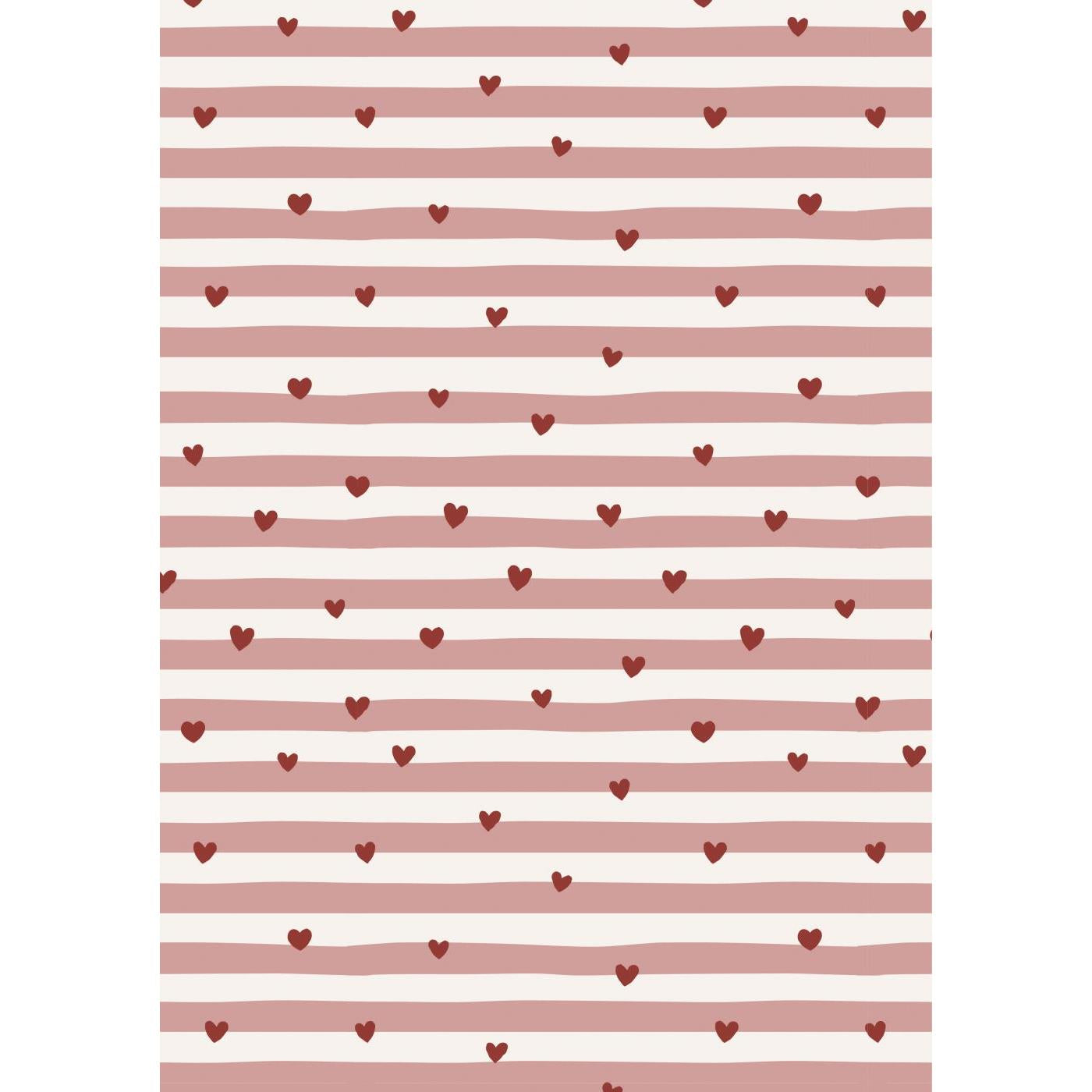 Geschenkpapierrolle mit Herz- und Streifenmuster, Rot/Rosa