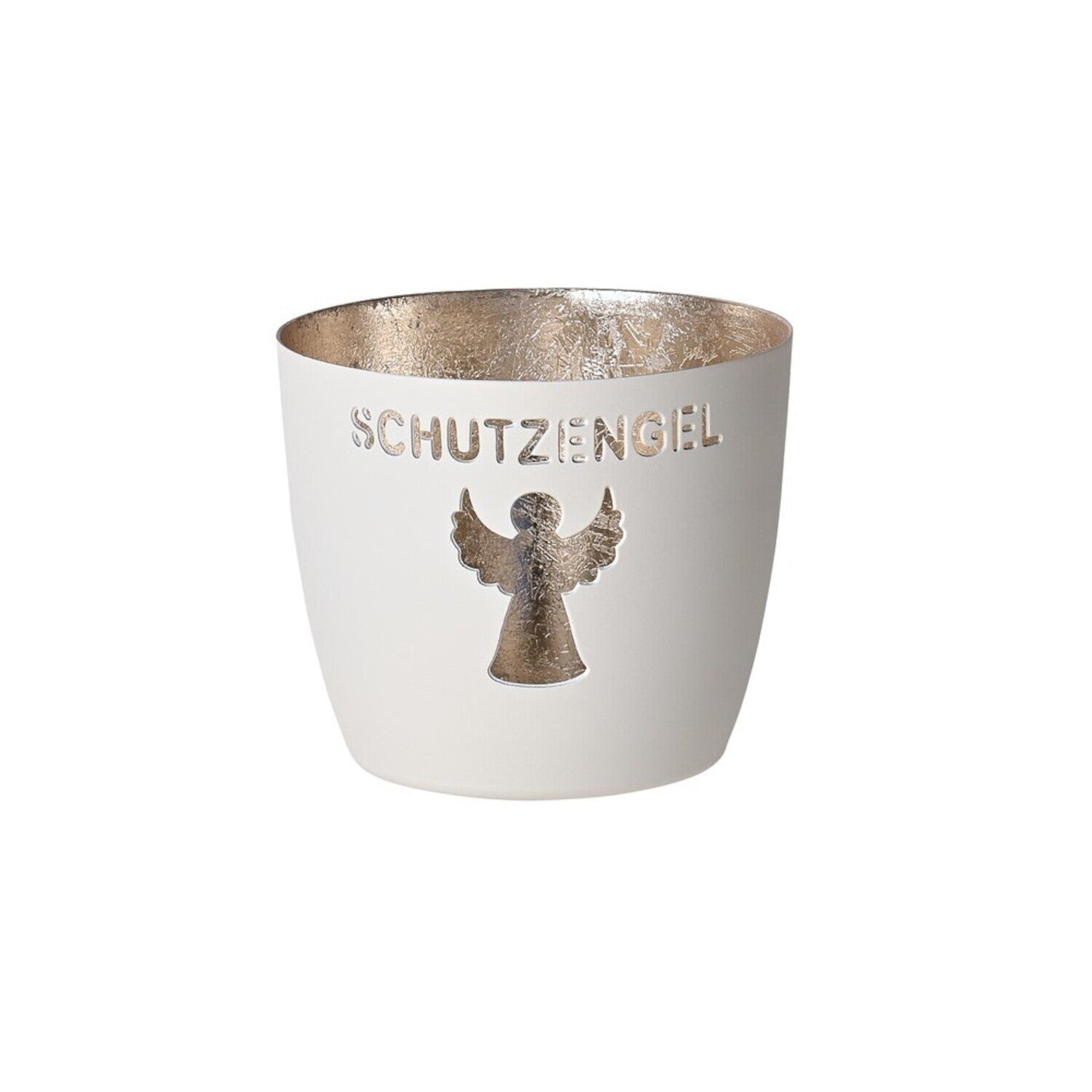 Windlicht "Madras Schutzengel" (Weiß/Gold)