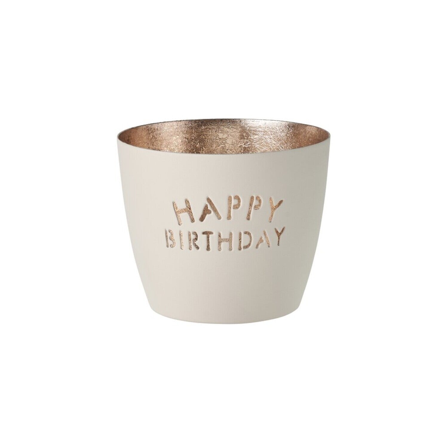Windlicht "Madras Happy Birthday" - M (Weiß/Gold)