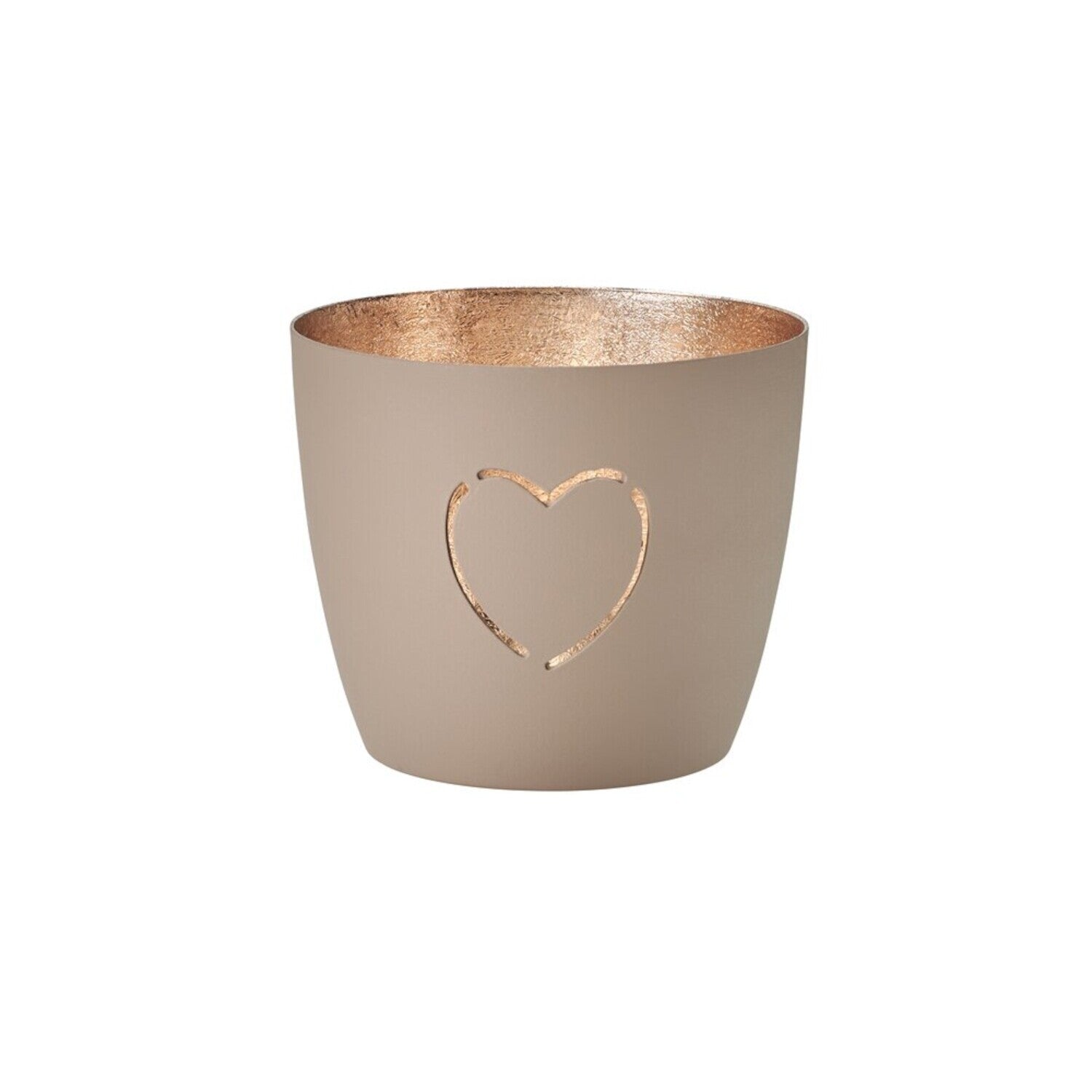 Windlicht "Madras Herz" M (Sand/Gold)