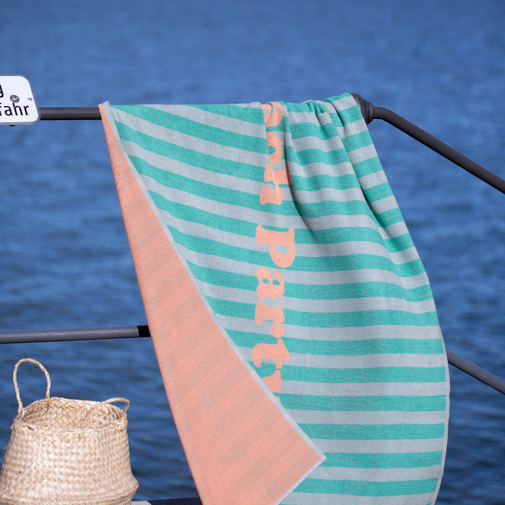 Frottee-Strandtuch "PLAYA - Beach Party" - 100x180 cm (Mint)