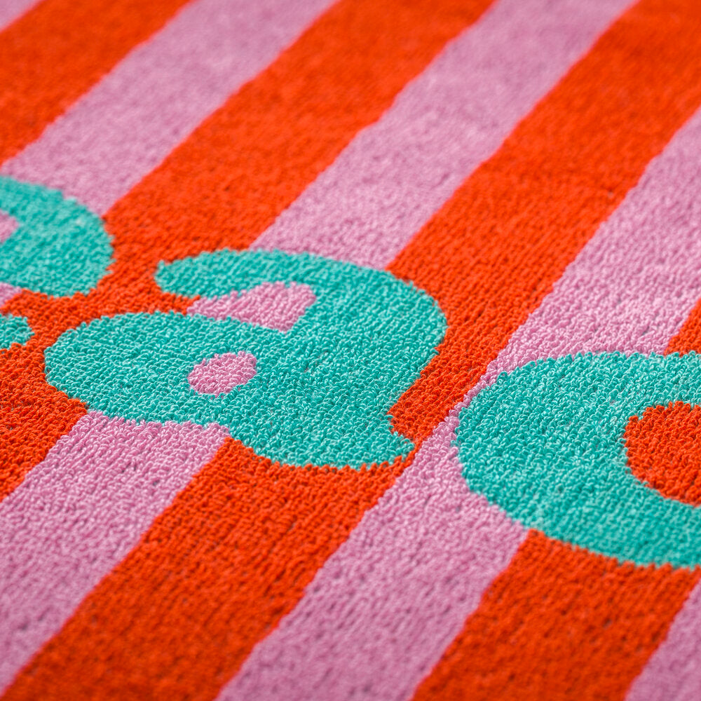 Frottee-Strandtuch "PLAYA - Beach Party" - 100x180 cm (Dunkelorange)