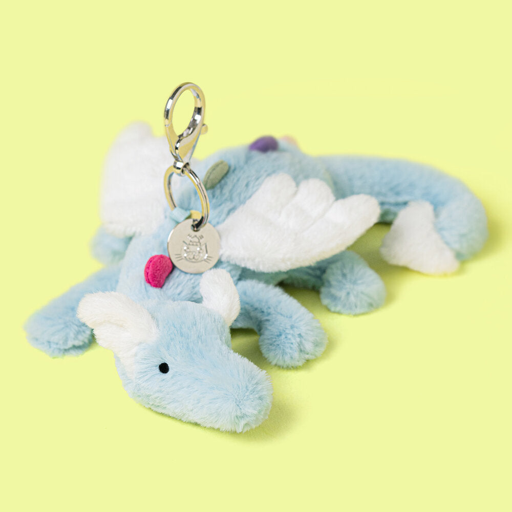 Kuscheltier Taschenanhänger Drache "Sky Dragon" - 22x8x12 cm (Blau)