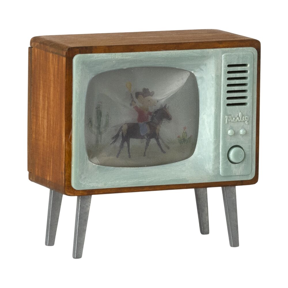 Miniatur Fernseher für Maus - 3x6,5x6,5 cm (Braun/Türkis)