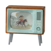 Miniatur Fernseher für Maus - 3x6,5x6,5 cm (Braun/Türkis)