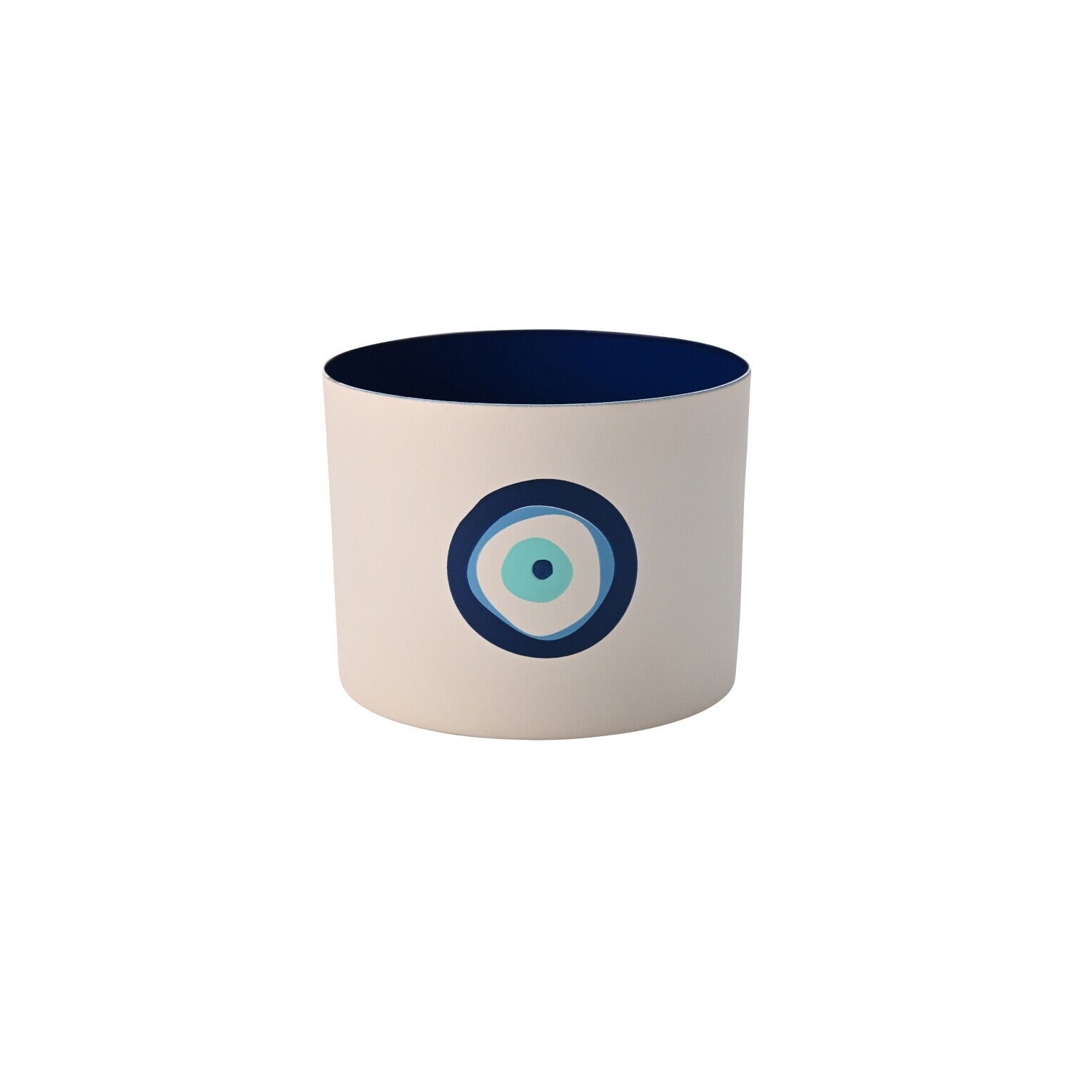 Windlicht "Goa - blaues Auge" (Weiß/Dunkelblau)