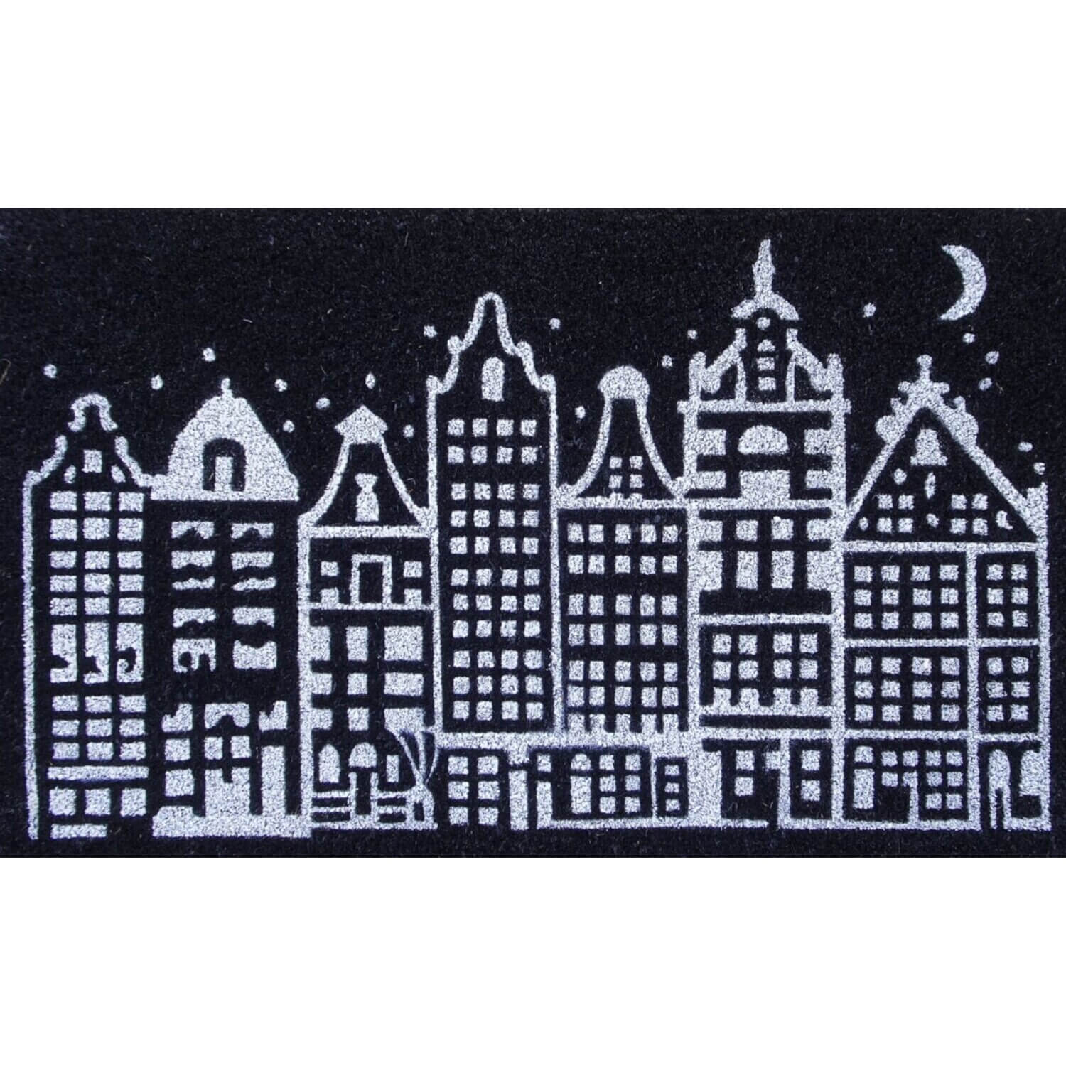 Fußmatte "Townhouses" - 45x75 cm (Schwarz/Weiß)