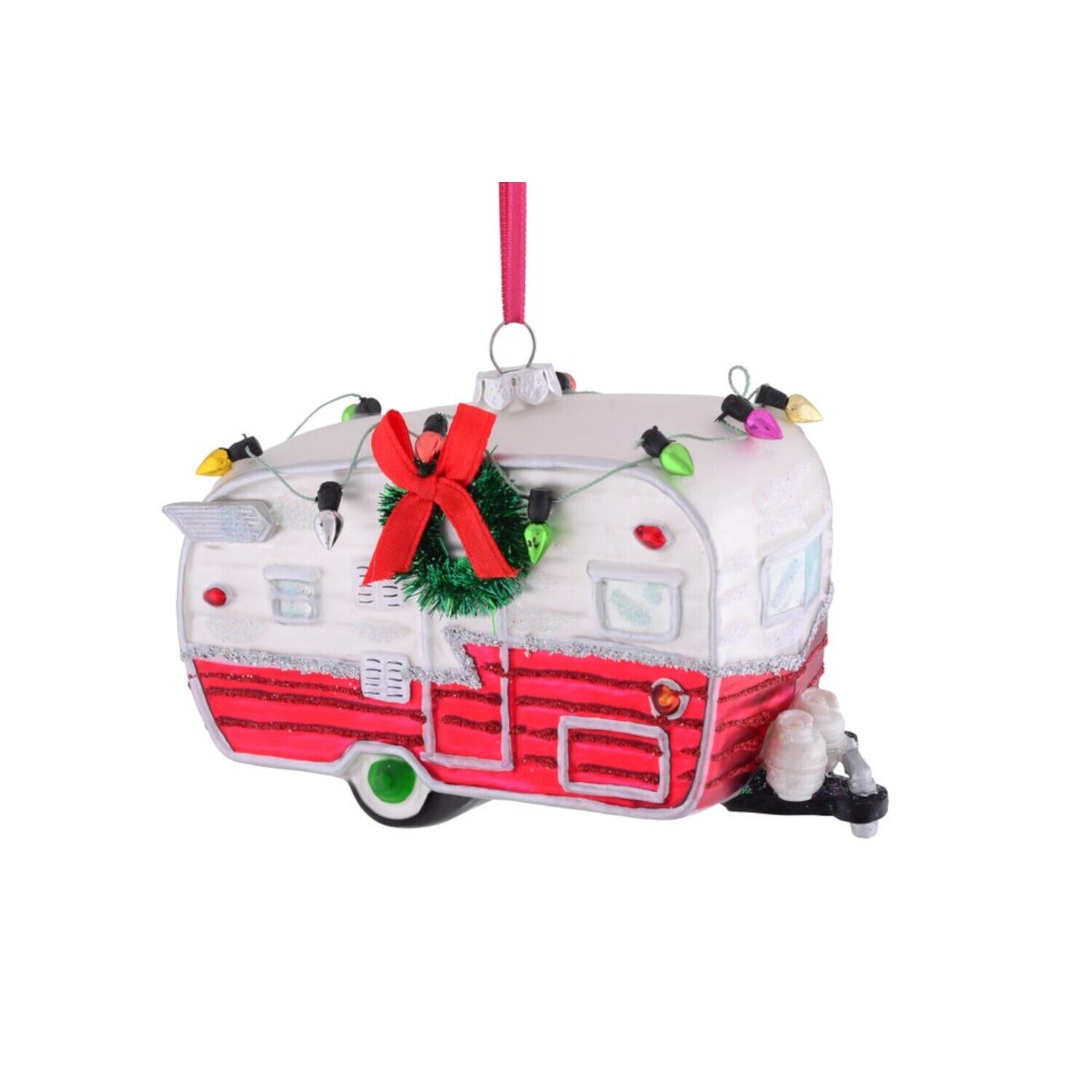 Weihnachtsanhänger  "Caravan" (Weiß/Rot)